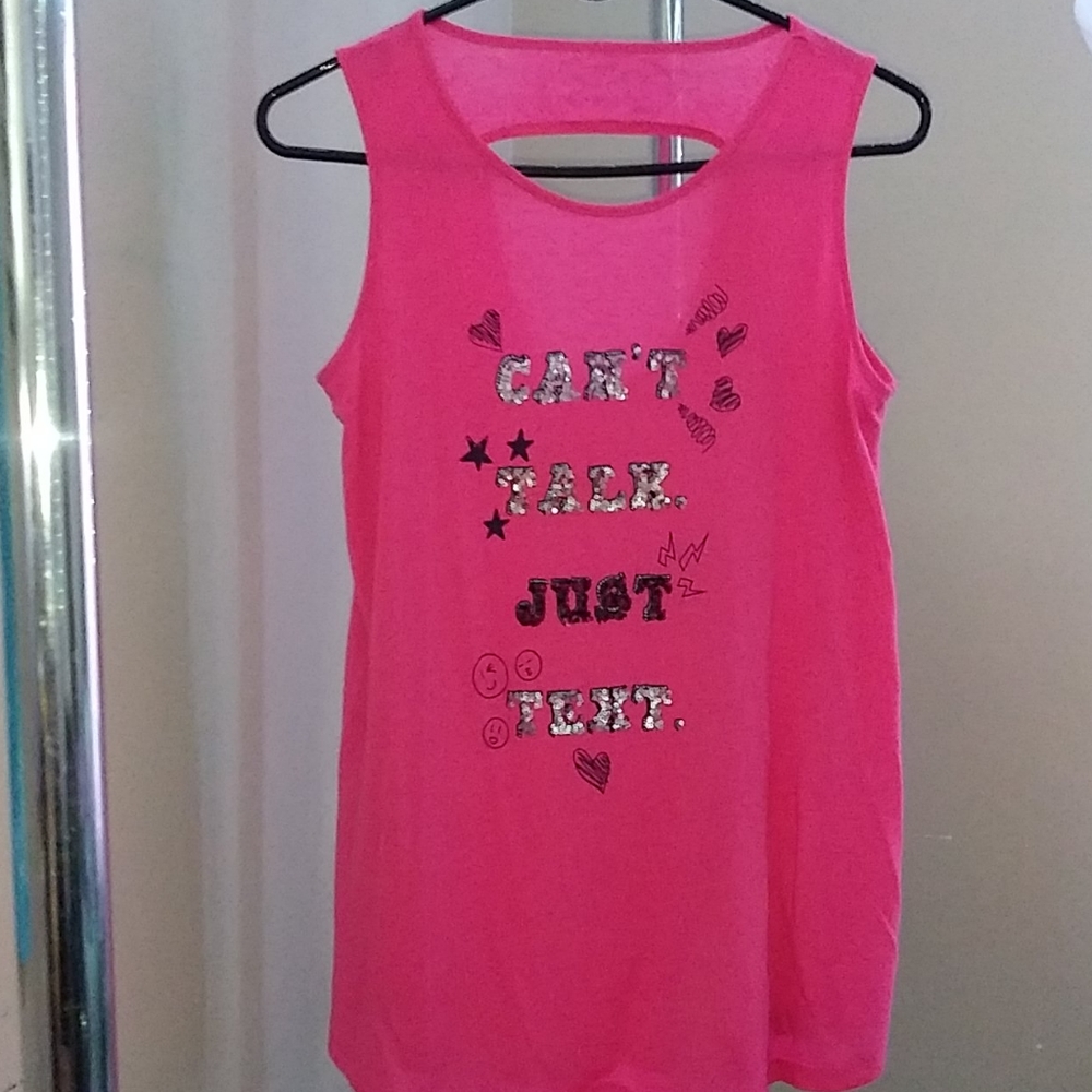 Pink Cant talk just Text girls tank